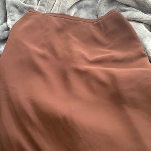 Laura Scott long brown interview skirt